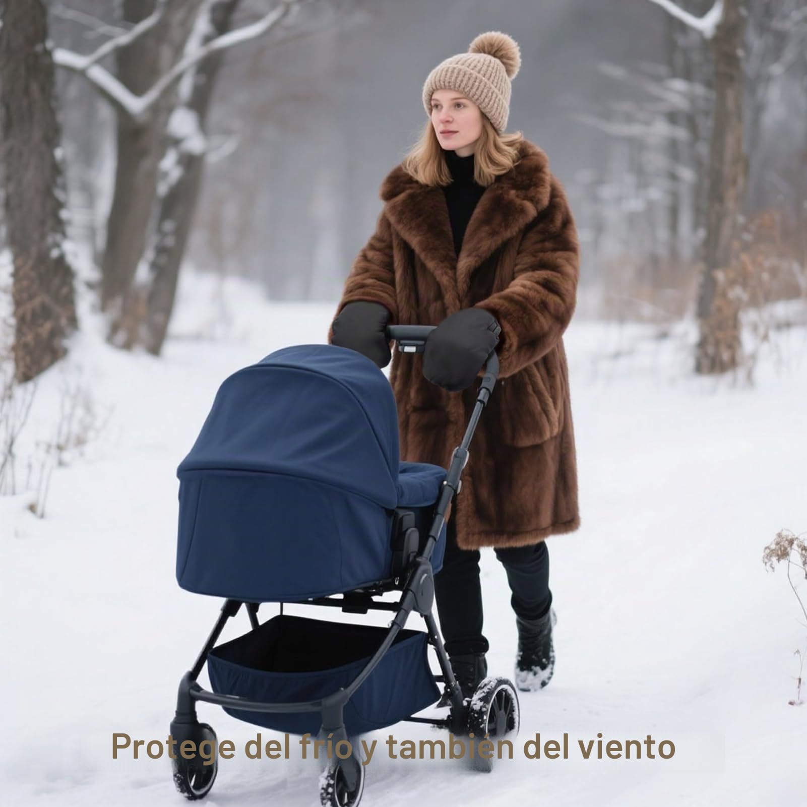 Manoplas para cochecito de bebé, tamaño universal, impermeable, resistente al viento, guantes térmicos para nuevos padres, regalo de invierno