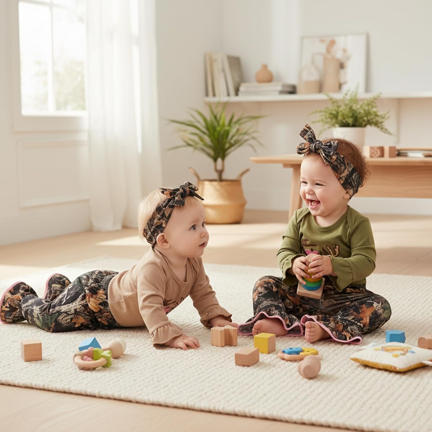 Newborn Baby Girl Hunting Clothes Deer Long Sleeve Romper Jungle Camo Flare Pants Set 3 Piece Fall Winter Outfit - Image 5