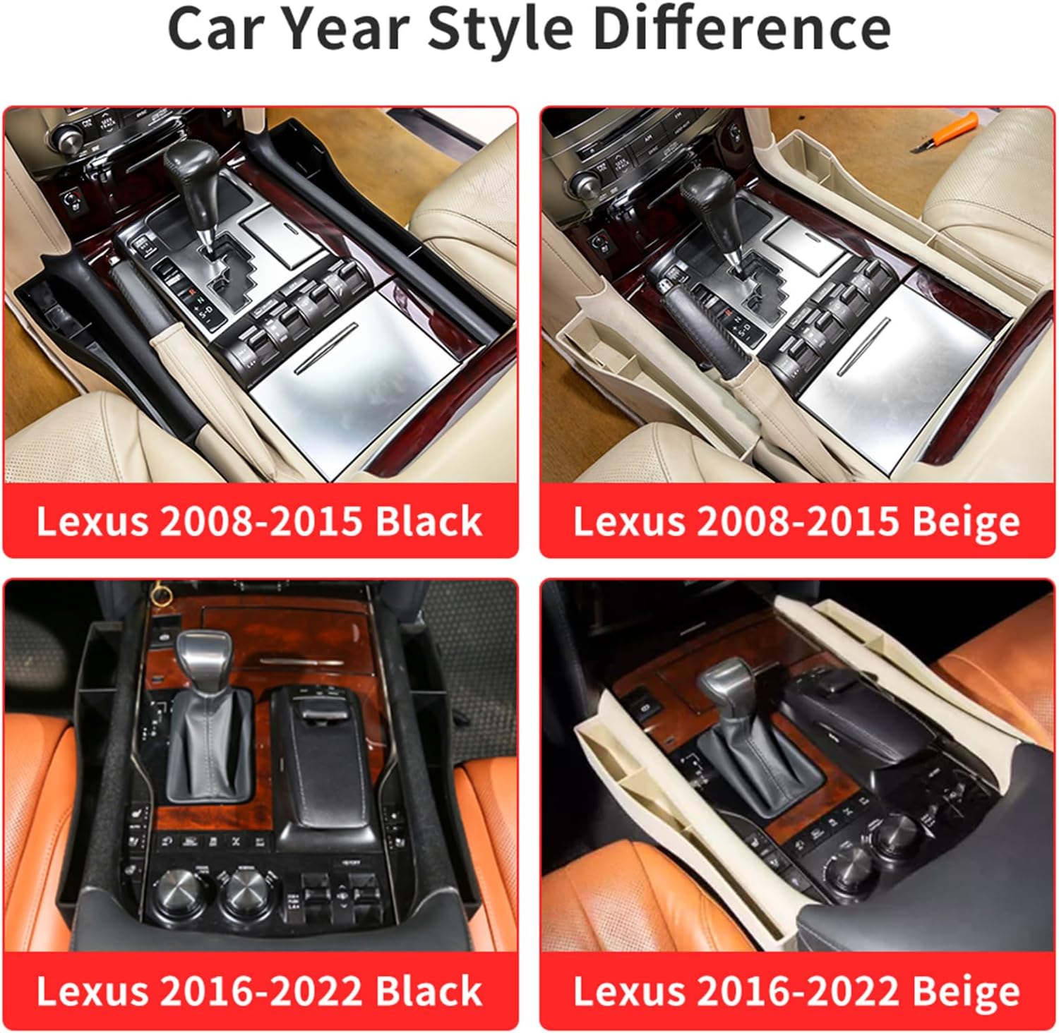Seat Gap Multifunctional Tray For LX570 LX450d 2016-2022 Interior Accessories Central Control Storage Box Modification LX 570 LX 450d 2017 2018 2019 2020 2021 (2016-2022 Right Black)
