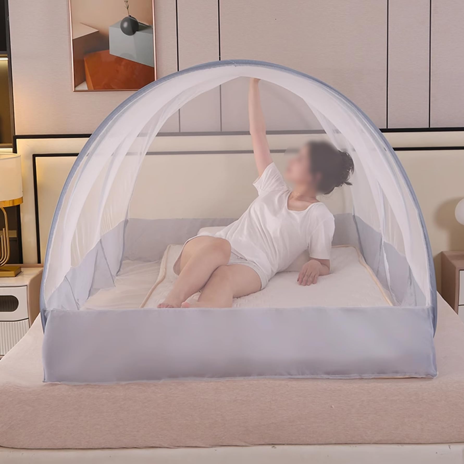 Neta de Mosquitos para la Cama 75x35x35in Pop-Up Tienda de mosquitera Transpirable Plegable con Puerta de poliéster de la Puerta con Cremallera Tienda de Malla de poliéster para Acampar, Dormitorio