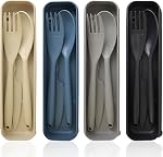 4 Pack Travel Cutlery Set with Case, Reusable Spoon Knife Fork Utensil Set | Portable Tableware for Kids Adult Travel Picnic Camping or Birthday, Anniversary Use