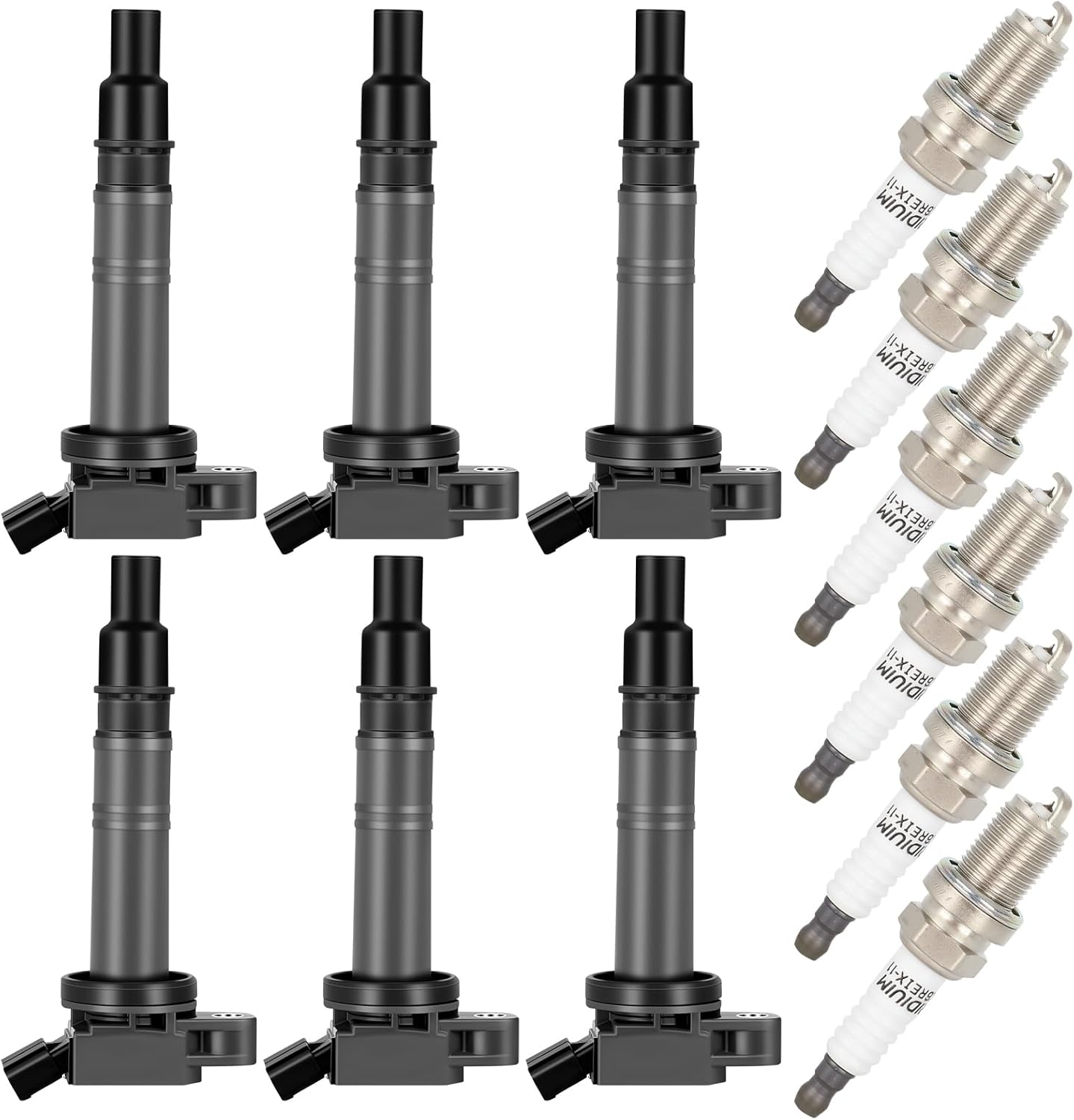OCPTY 6 ignition coils with 6 iridium Spark Plugs fits UF495 90919-A2006 90919A2006 for Toyota for Scion Camry for Tacoma Matrix xB Hi for ford ACe Solara 2.4L 2.7L L4