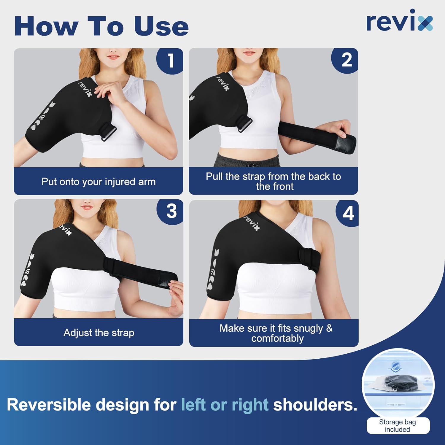 REVIX Ice Pack for Injuries Reusable Gel for Lower Back Pain Relief and Shoulder Ice Pack Wrap Reusable Ice Sleeve for Arm & Rotator Cuff Tear