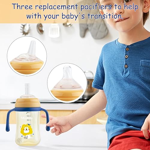 Miniatura 4 de Qshare Vaso para sorber con popote y asas, con popote y asas, taza de entrenamiento con paja pesada, taza de fácil agarre sin derrames, con boquilla