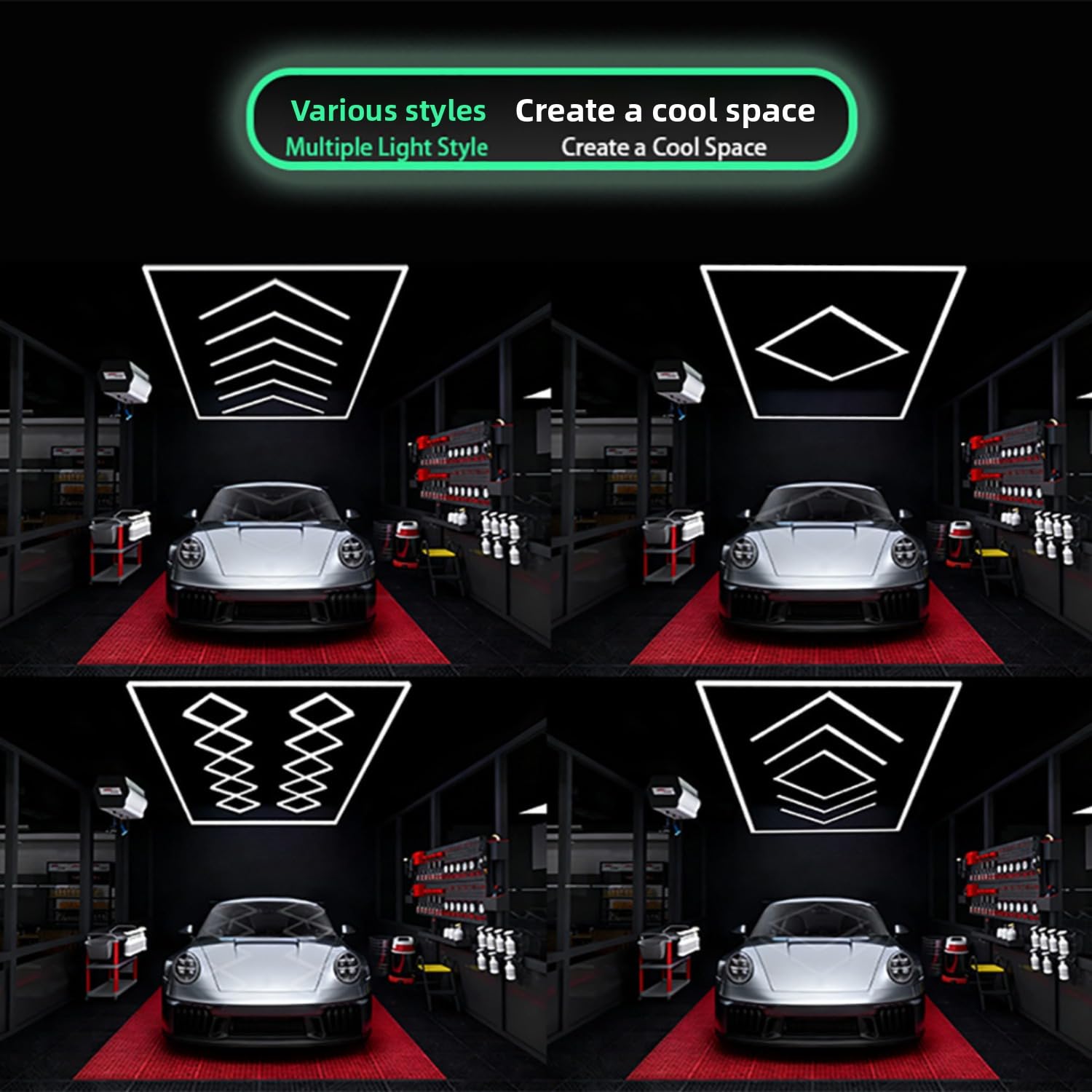 Hexagon LED Shop Light 6500 K, 12000 lm, aluminiowy panel LED o wysokiej jasności, wodoodporne światło LED o strukturze plastra miodu IP65 do automatycznego opisywania szczegółów, stacja myjni