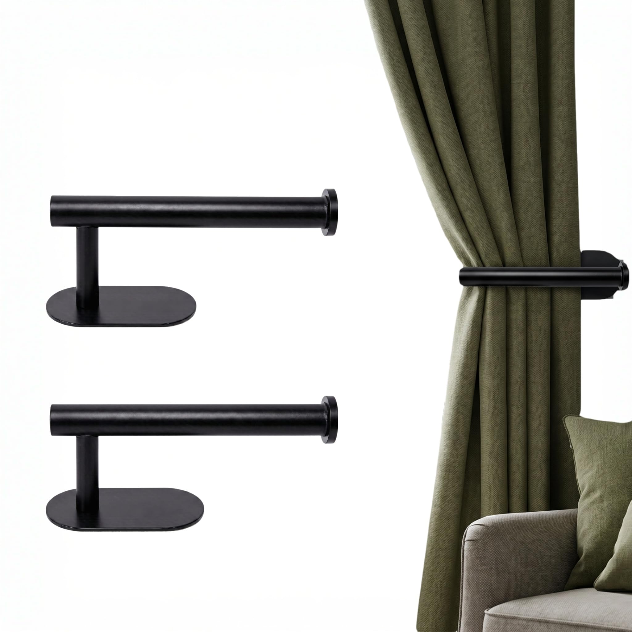 2PCS Adhesive Curtain Holdbacks, No Drill Tie Backs