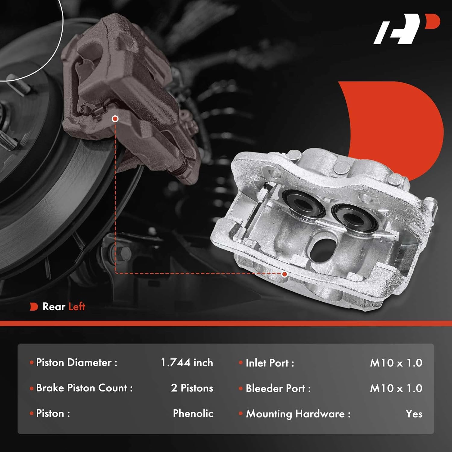 A-Premium Rear Disc Brake Caliper Assembly with Bracket Compatible with Select Chevy, Cadillac and GMC Models - Escalade/Tahoe/Avalanche 1500/Yukon 2002-2006, Express/Silverado/Suburban/Sierra 1500