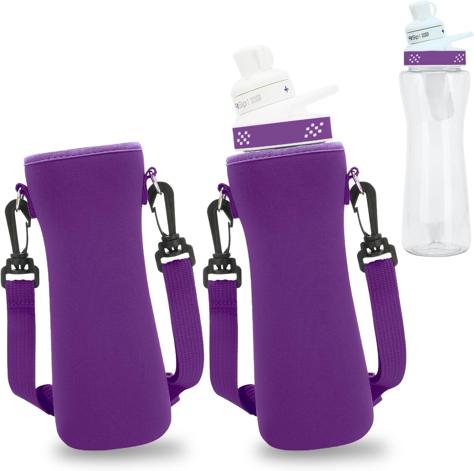 2Pcs Purple Neoprene Sleeve for 22oz Cirkul Water Bottle, Keeps Water Cold & Protects Bottle, Compatible with Plastic & Stainless Steel, 650ml, Reusable, Sports, Travel