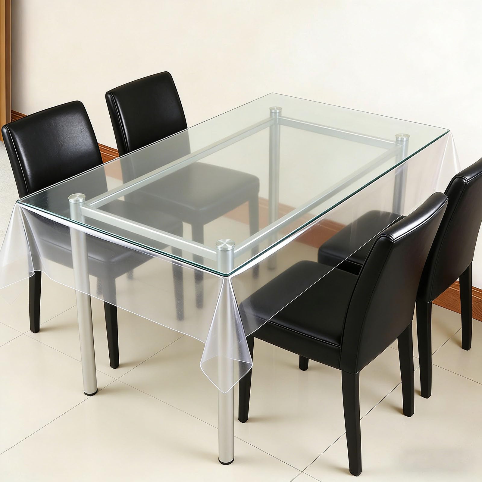 Film de protection table PVC transparent 135x138 cm idéal bureau et repas