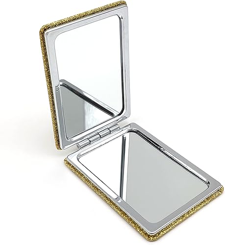 Miniatura 4 de 12 piezas Sweet 15 Quinceañera Gold Espejo compacto cuadrado con purpurina de piel sintética Espejo de maquillaje Recuerdos de Mis Años Regalos de