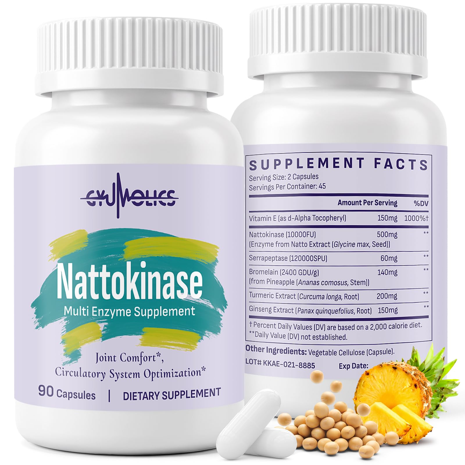 Gyumolics Nattokinase Supplement Serrapeptase Bromelain