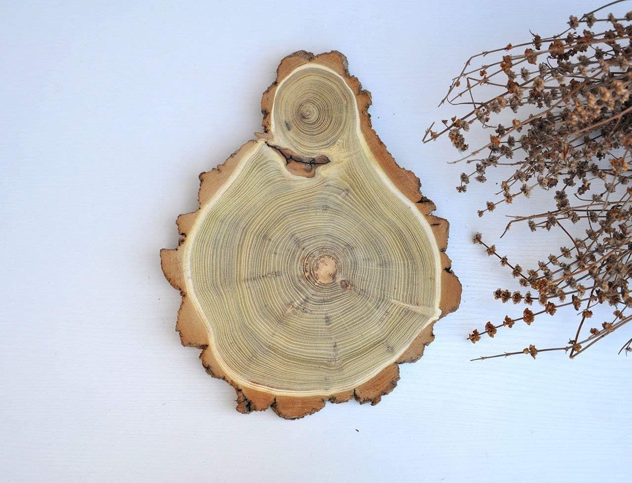 13''x10.23 acacia wood slice rustic centerpiece Wood slabs for centerpieces Rustic Wedding cake stand Wood centerpieces for wedding Rustic Wooden platter Serving tray Rustic Baby shower decorations