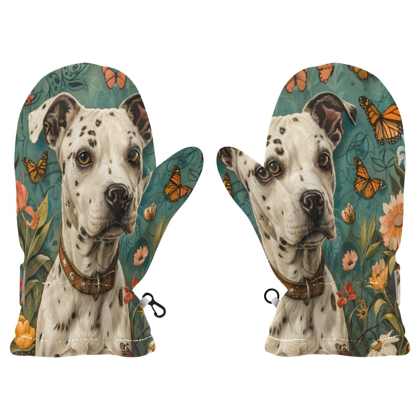 Kid's Winter Gloves Children Warm Gloves Garden Dog Butterfly for Boys Girl Age 4-6 Years