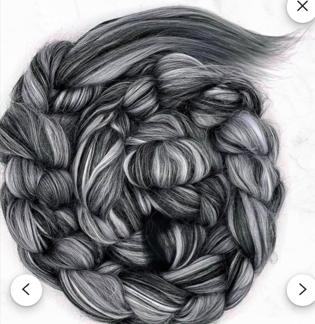 Multi Colored Natural Wool roving 1 lb. Best Wool for Needle Felting, Wet Felting, handcrafts and Spinning. (Midnight black1lb)