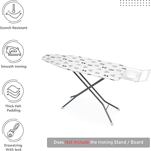 Miniatura 3 de Encasa XO Funda y almohadilla para tabla de planchar de 49 x 18 pulgadas, acolchado de fieltro de 0.118 in de grosor, ajuste y bloqueo de cordón,