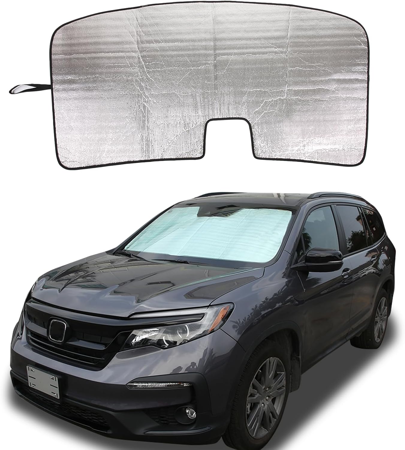 The Original Windshield Sun Shade Fit for Honda Pilot 2016 2017 2018 2019 2020 2021 2022 2023 Car Windshield Reflective Sunshade Protector Sun Shade Accessories (Silver)