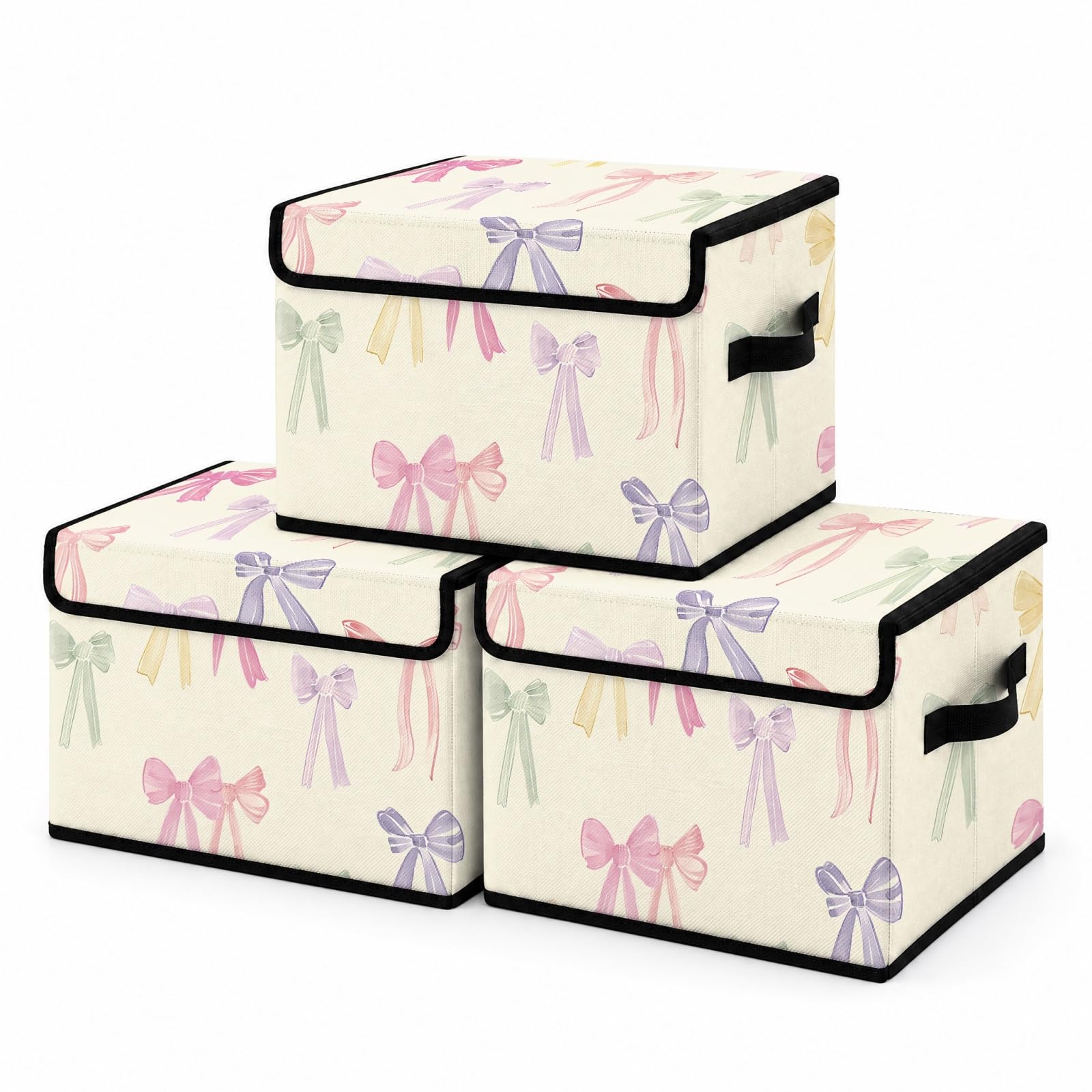 Stackable Storage Bins with Lids, 3 Pack