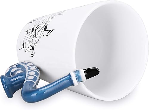 Miniatura 3 de Taza de saxofón de 13.5 oz con diseño de notas musicales, taza de café de cerámica, regalo para amigo
