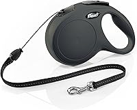 Flexi New Classic Retractable Dog Leash 26 ft Cord Medium Black - Ideal for Dogs Up to 44 lbs