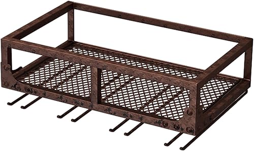 Miniatura 10 de Shelves Wine Rack Wall Mounted Bar Shelves with Wine Glass Holder Liquor Shelf Mini Bar Glass Shelves Whiskey Shelf Wall Bar Cabinet Metal Bar Negro