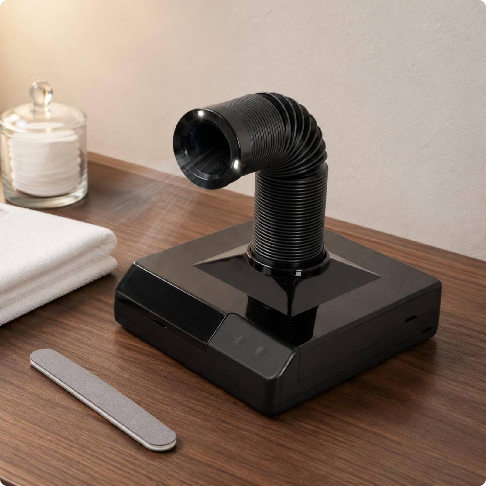 Milageto Colector de Polvo de Uñas Profesional Aspirador de para Manicura Extractor de Partículas Finas Ventilador de Potencia, Rosa, Boca Media - Enchufe Europeo