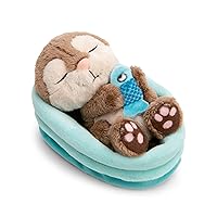 NICI lontra di peluche con pesce 12 cm che dorme nel cesto - grigio