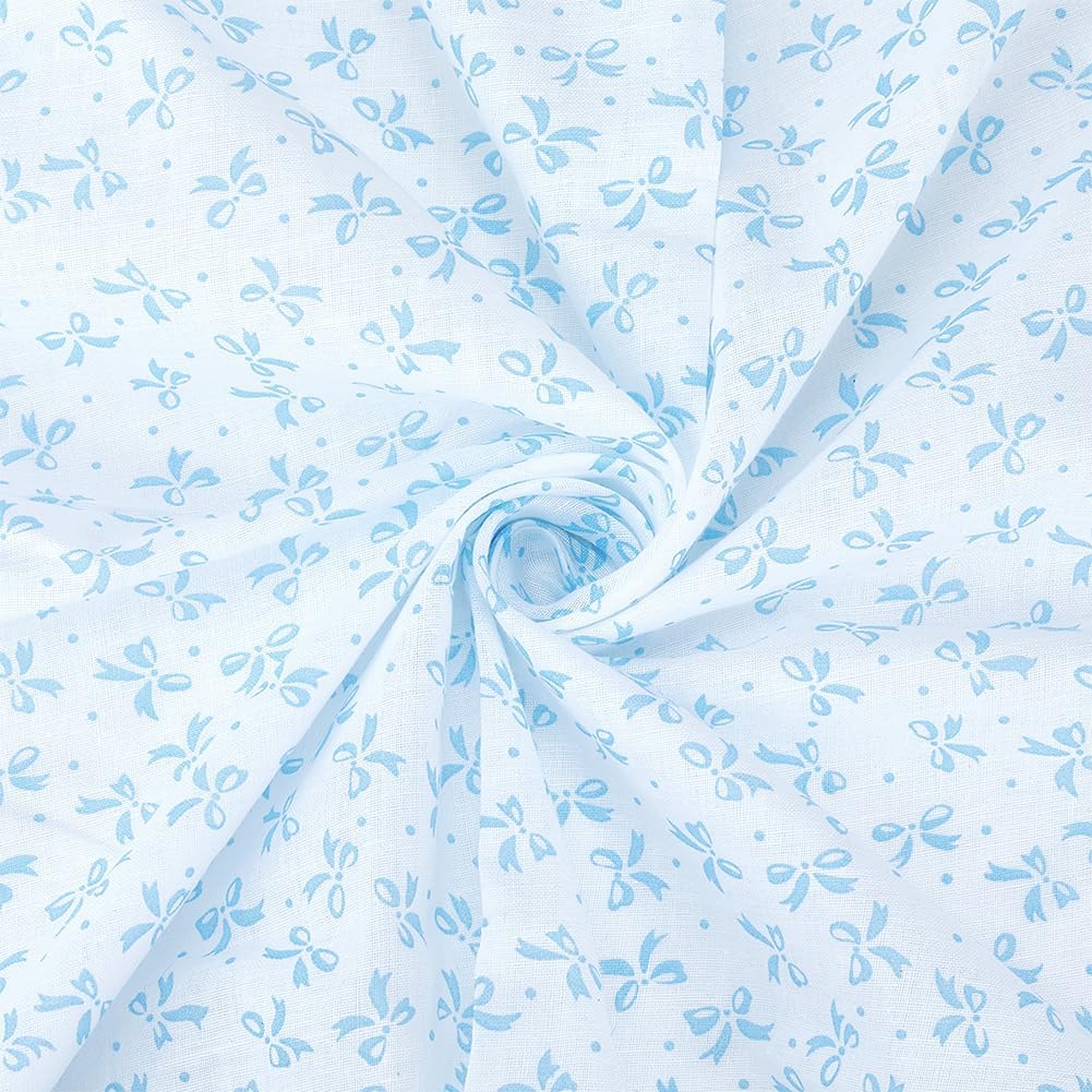 PH PandaHall Bow Print Fabric by The Yard Bowknot Cotton Fabrics 1.6m Wide Blue Bow-tie Crafts Fabric Bowknot Decorative Fabrics for Sewing Clothing Quilting Patchwork Indoor Outdoor Decor