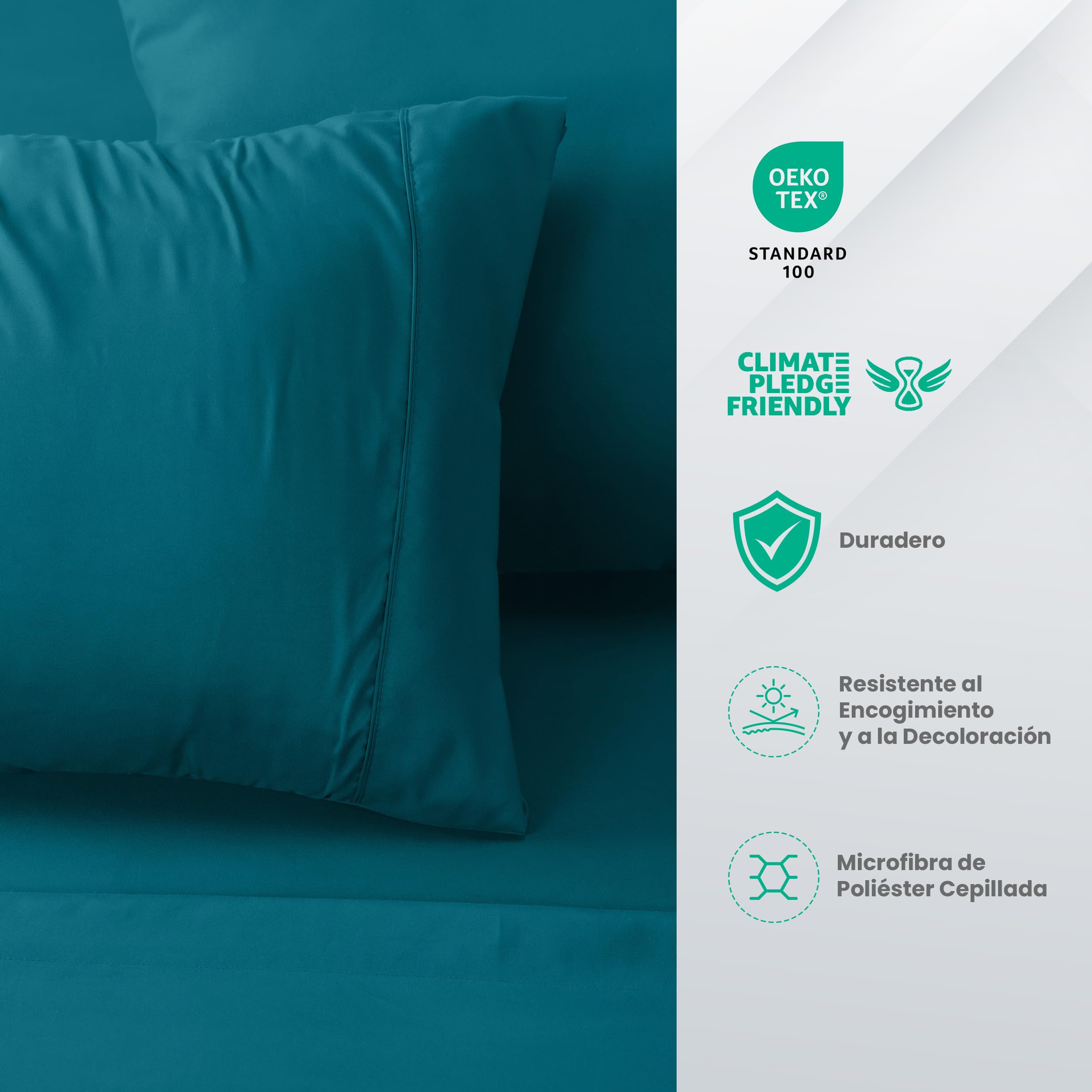 Utopia Bedding Juego de Sabanas 4 Piezas 135x190 - Poliéster Microfibra Cepillada - Oeko-Tex Certificado - Sábana Bajera, Sábana Plana y 2 Fundas de Almohada 50x75 (Cama 135, Gris) — view 10