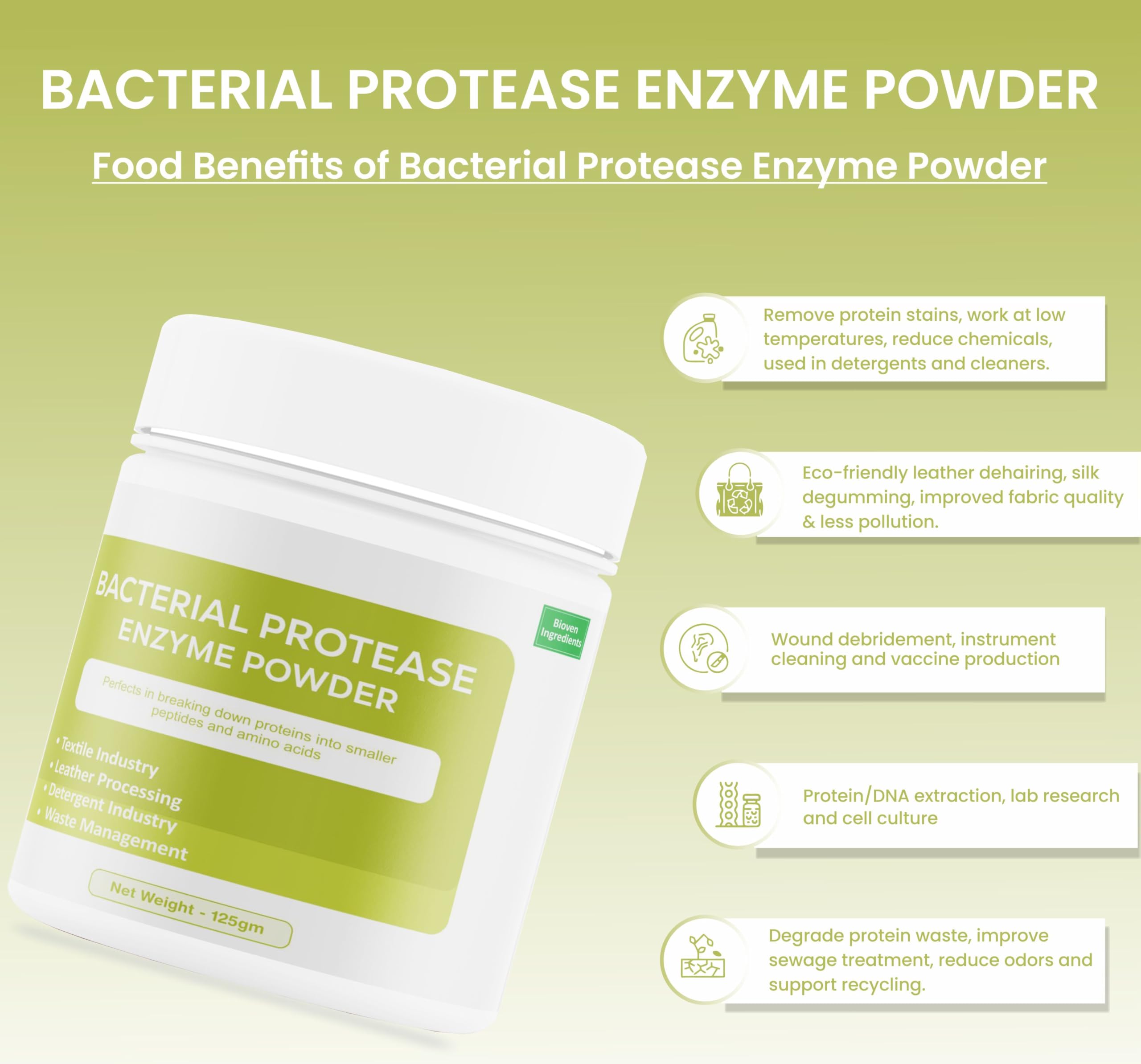 Ingredients Bacterial Protease Enzyme Powder,Non-GMO, Dietary & Food Supplements/Feed Syupplement, Broad pH Range of Activity, Excellent Thermostability, Hydrolyse Proteins, No Filters/Binder. — Amazon image 7