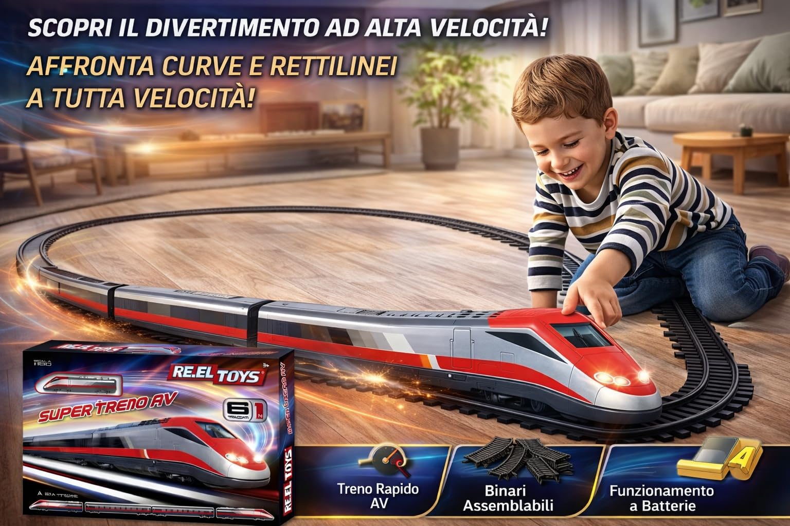 Treno giocattolo per bambini, Trenino Elettrico per Bambini 2 in 1 con Pista da Corsa Set Treno Giocattolo per Ragazze Ragazzi di 3 4 5 6 Anni Trenino Elettrico 6 in 1 con Pista, a Batterie