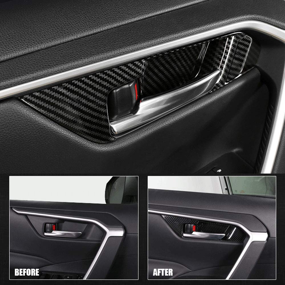 XITER 4-Piece ABS Carbon Fiber Door Handle Bowl Trim Covers For Toyota RAV4 (2019-2025) – Scratch Protection