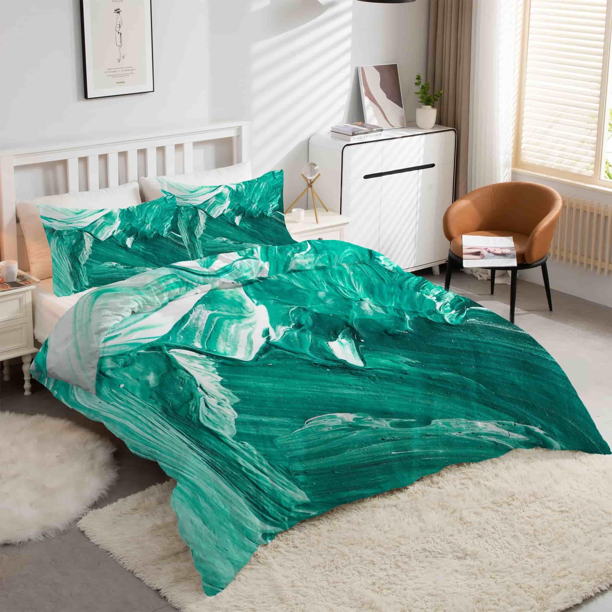 Housse de couette 200x200 vert style artistique pour une chambre nature et cocooning