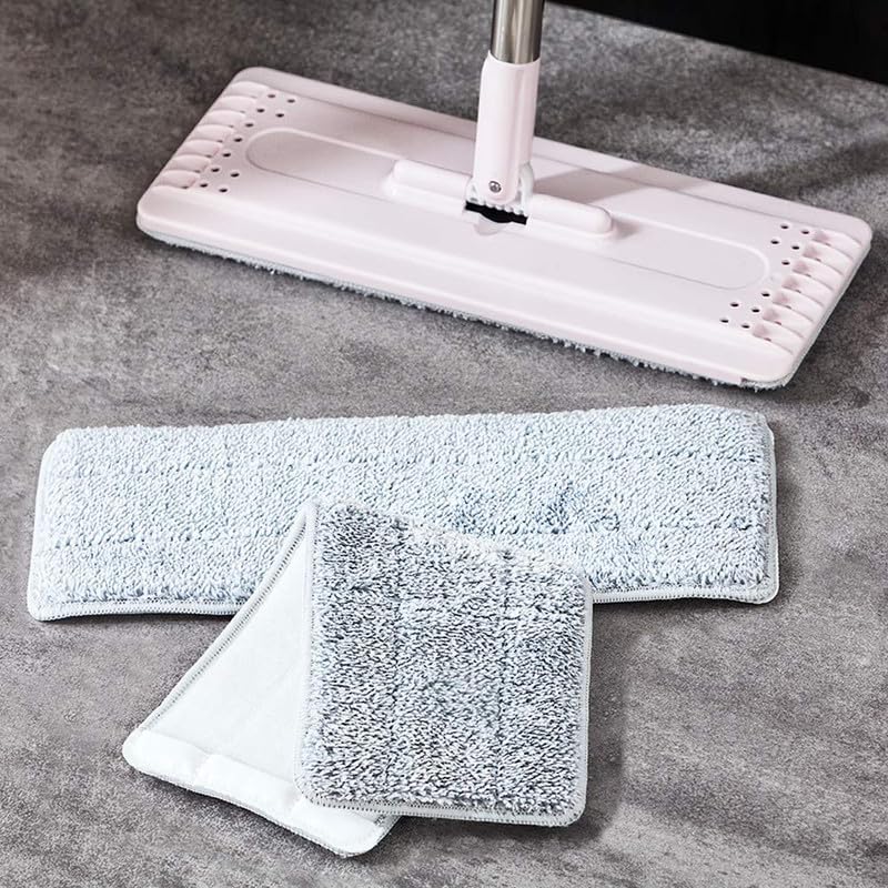 YORK Hands-Free Squeeze Microfiber Flat Spin Mop System 360° Flexible Head (32X12 cm) with Bucket, 59.8'' Extended Stainless Steel Handle with with Extra 1 Super-Absorbent Reusable Microfiber Pads 4