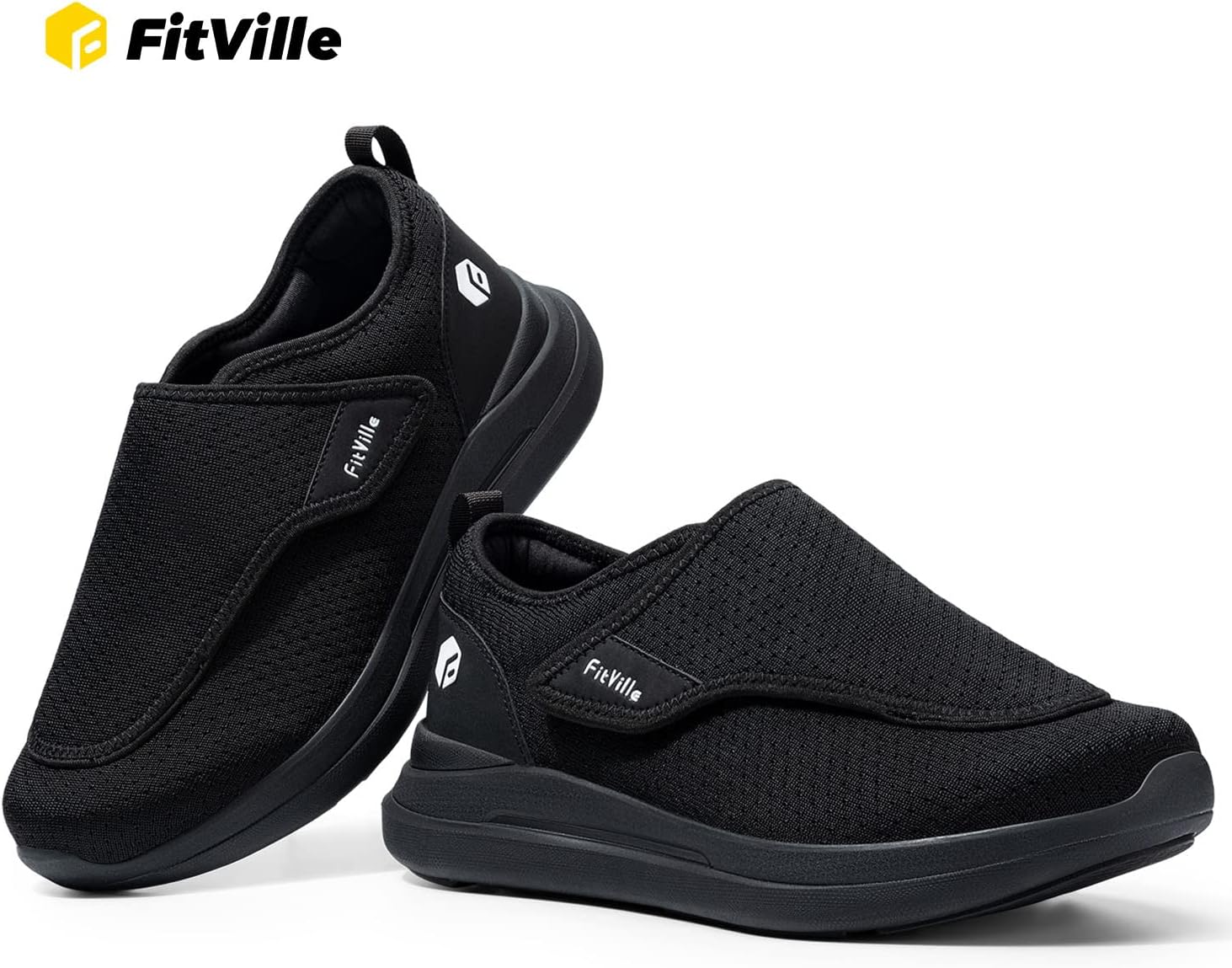 FitVille Shoes for Men Extra Wide Slip-on for Swollen Feet Adjustable Walking Shoes-EasyTop Wings V2