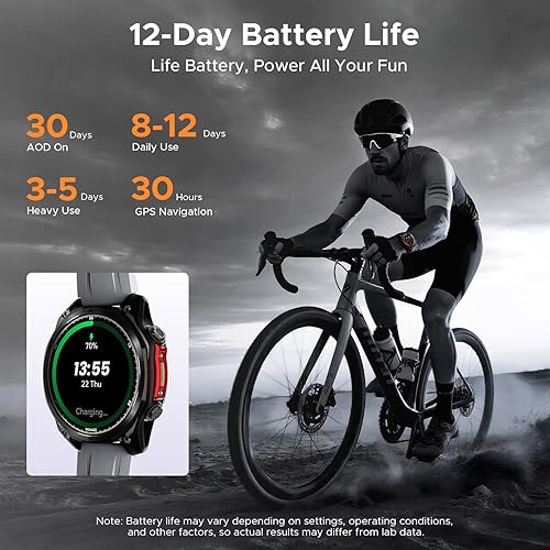 Miniatura 6 de DOOGEE Anywise W1 Pro - Reloj inteligente para hombre, 5 ATM de doble banda GPS sin conexión, relojes inteligentes de fitness de 1.43 pulgadas para