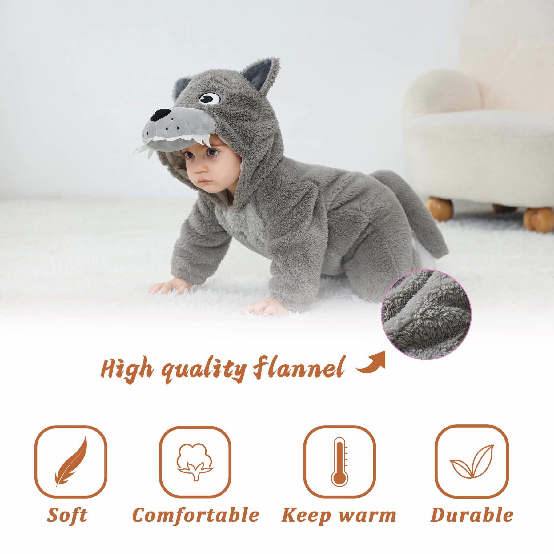 Monos de bebé Unisex Animal Ropa con Capucha Cálido Lindo Pijama