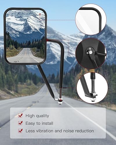 Miniatura 2 de cciyu Espejo lateral para puerta y lado del pasajero, a prueba de sacudidas, para F-Road Manual Rectangular Adventure apto para 1997-2017 para Jeep