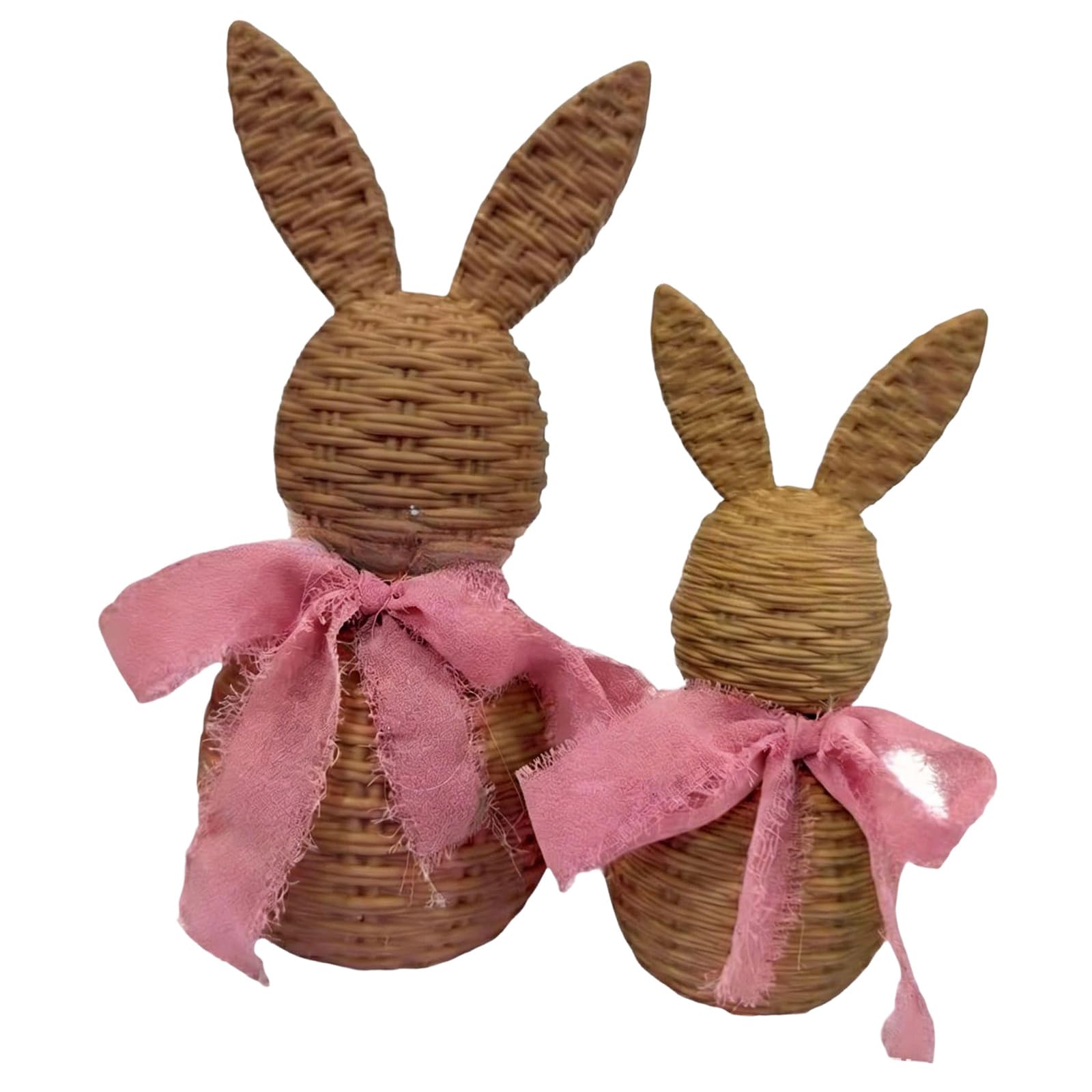 Rattan Effect Resin Bunny Figurine Easter Decoration Bunny Statue Farmhouse Spring Home Decor Housewarming Gift Spring Home Decor