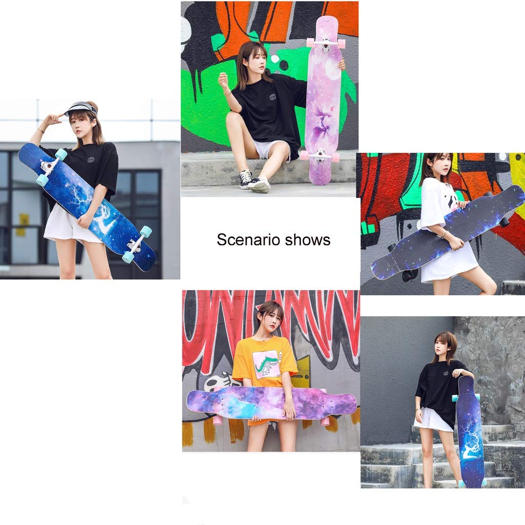 TXTC 47 Pouces 10 Ply Maple Complète Longboard Skateboard Danse, Croisière, Courbant, Slide Freeride, Freestyle Et Descente Freestyle Cruiser for Les Adolescents Ou Adultes Débutants (Color : D)