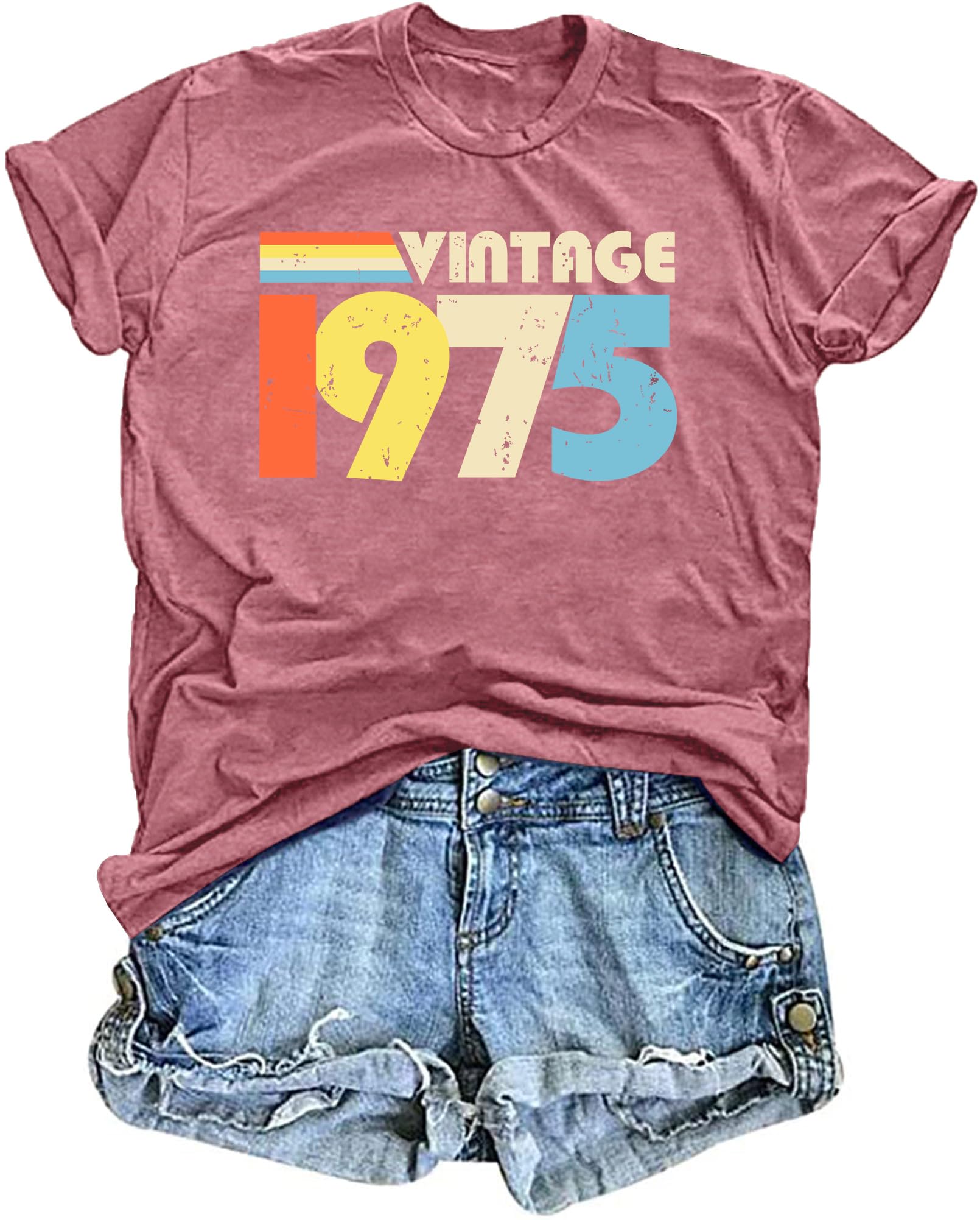 50th Birthday Shirt for Women Vintage 1976 Tshirt 50 Years Old Birthday Gifts Tee Funny Fifty Graphic Tee Tops