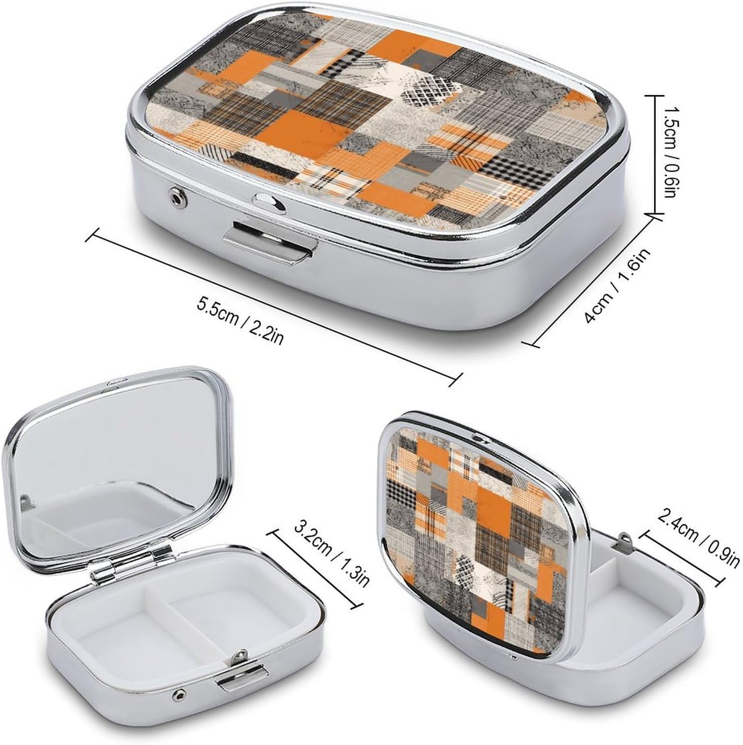 Patchwork Style Pattern Travel Pill Organizer Pill Case image 2