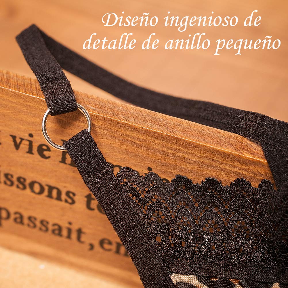 VicSec 4 Pack Braguitas Sexy Encaje Fina Tanga Suave G-String Lencería Interior Espalda Decora Corazon Talla Única
