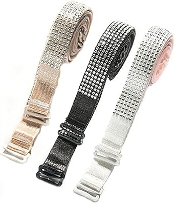 Women Sexy Invisiable Hot Rhinestones Bra Shoulder Strap Non-Slip Adjustable Intimates Accessories Ladies Lingerie Bra Straps 3Pairs/Pack
