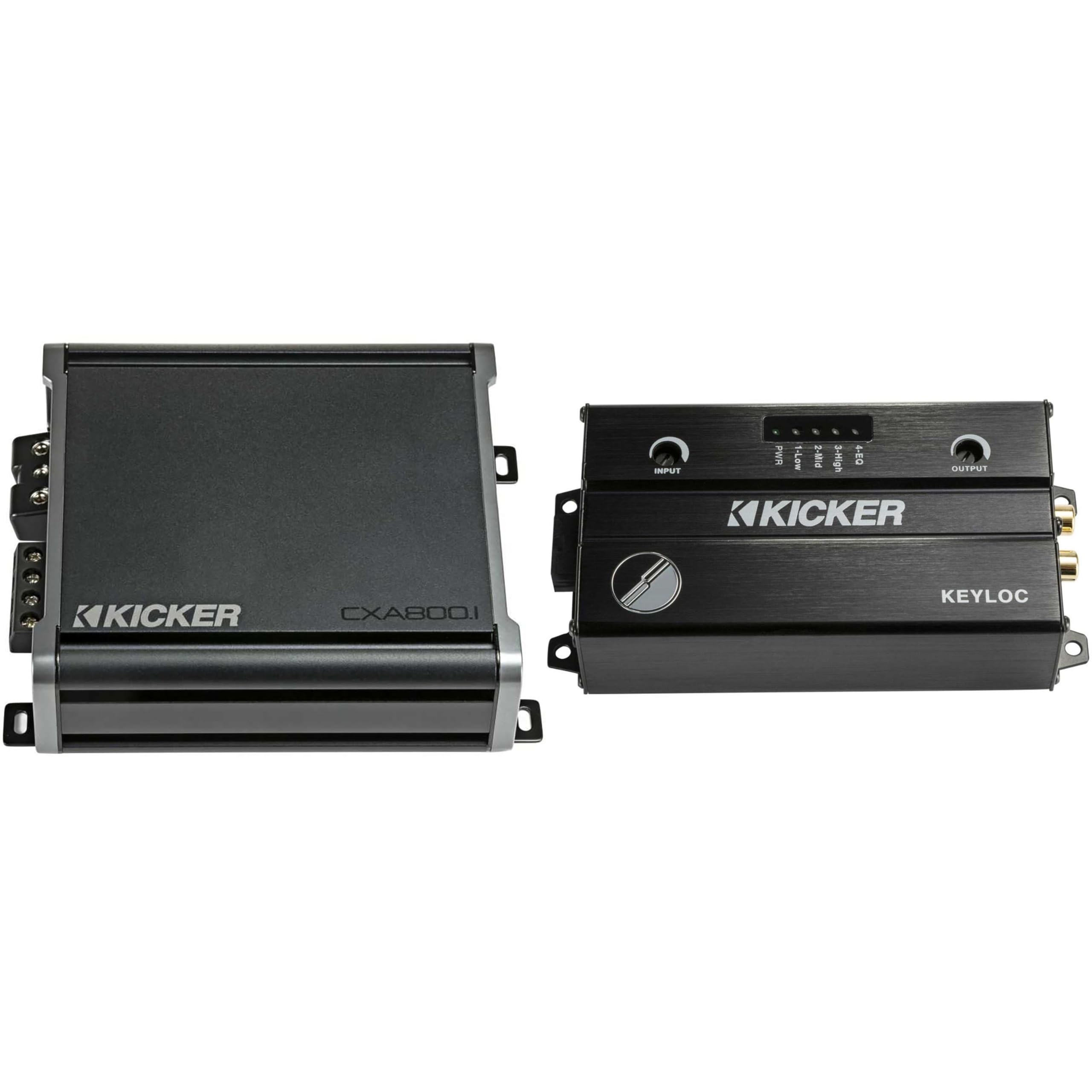 KICKER CX800.1 Mono Amplifier & 47KEYLOC Smart Line Output Converter Bundle