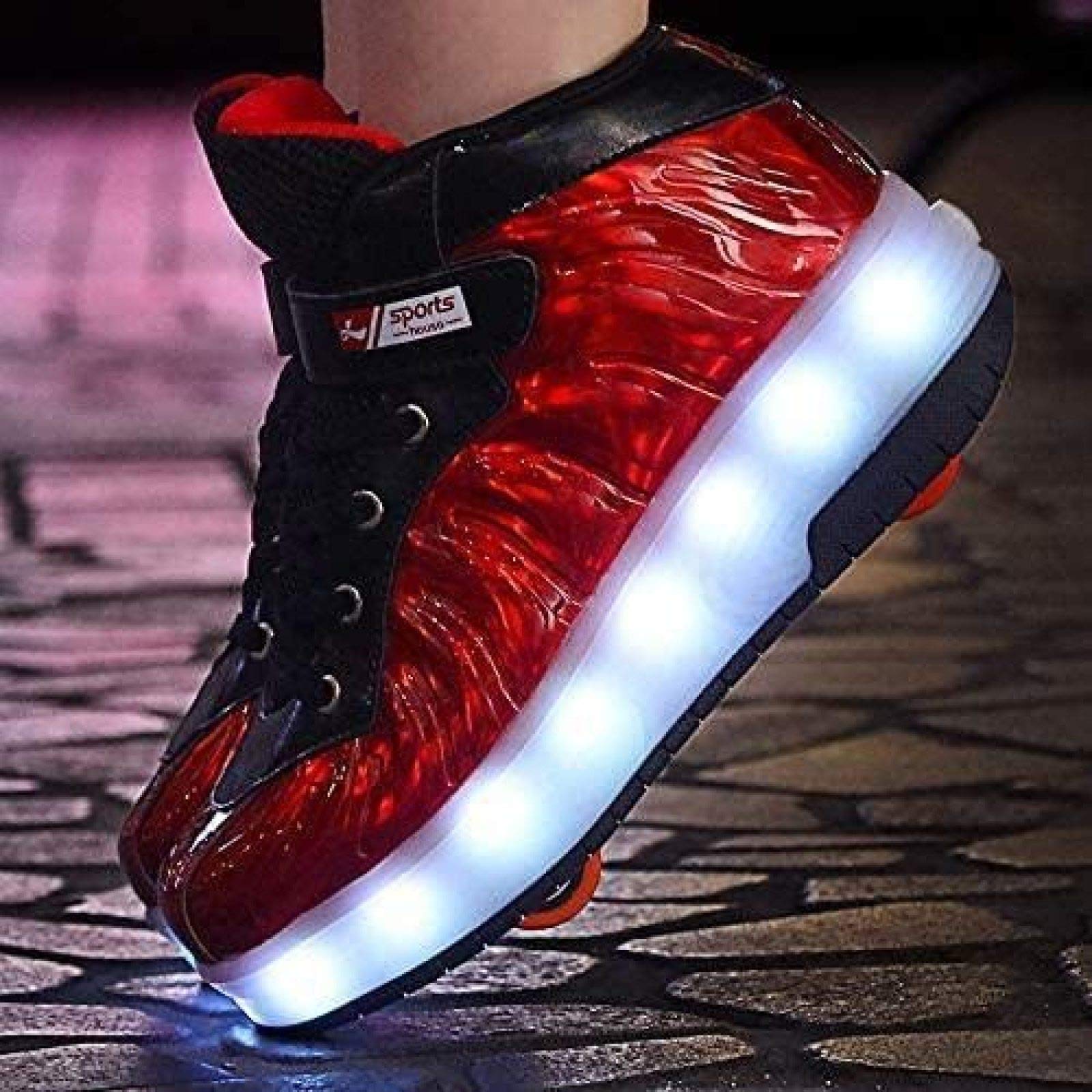 Nevenka Kids LED Roller Skate Shoes Boys Girls Sneakers With Double Wheel Cd906 Black Size 37 - View #4