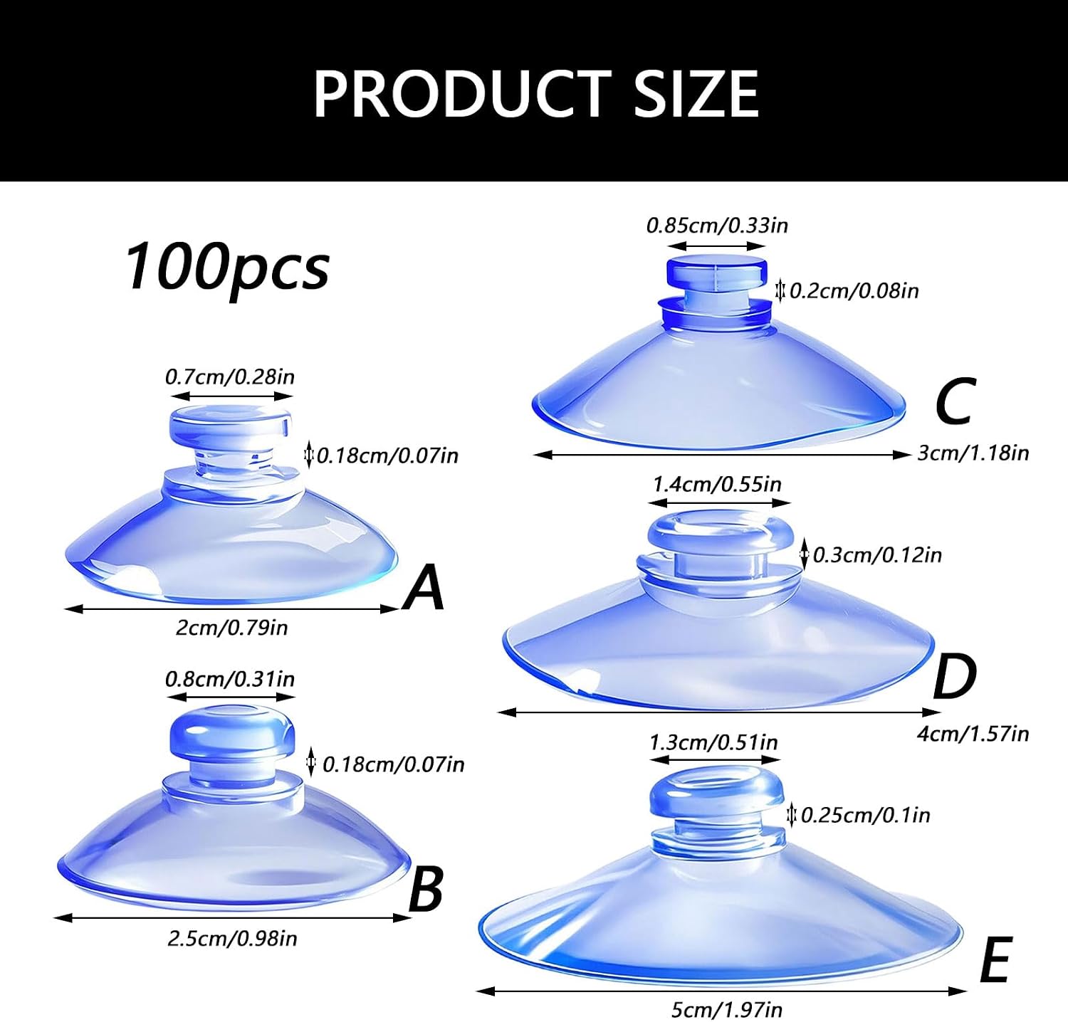 Strong Hold PVC Suction Cups 100Pcs Sponge Holder Multipurpose Hanging for Kitchen Bathroom Use Kitchen Cup Organizers