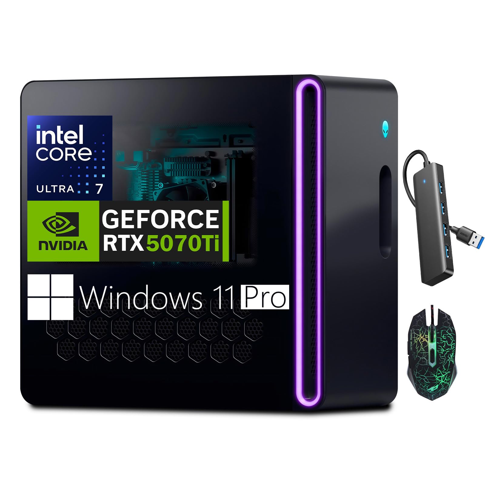 Alienware Aurora ACT1250 Gaming PC Desktop Computer NVIDIA GeForce RTX 5070Ti Intel Core Ultra 7 265KF(>i7-14700) Liquid Cooled 32GB DDR5 RAM 2TB SSD