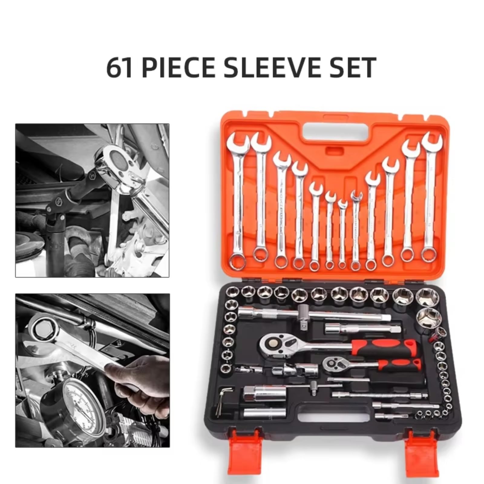Kit di chiavi a cricchetto Set Da 61 Pezzi Set Strumenti Combinati Cassetta Degli Attrezzi Auto Chiave Combinata Per Manutenzione Cassetta Degli Attrezzi Manuale Per La Casa