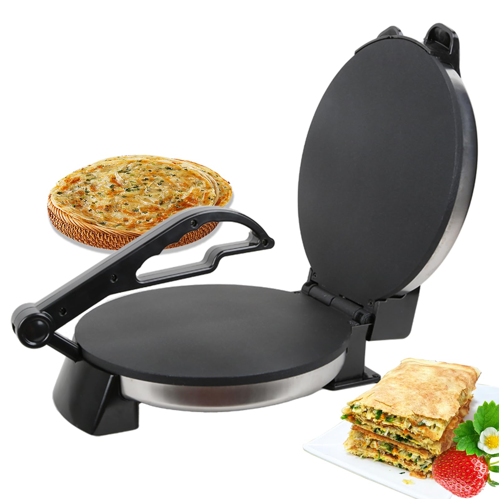 Photo 1 of 10 inch Roti Maker,Tortilla Maker Machine,Cast Iron Heavy Duty Tortilladora Press,Non Stick Surface, Non-Slip Feet,Crepe Maker, Dough Maker for Flour Tortilla,Black