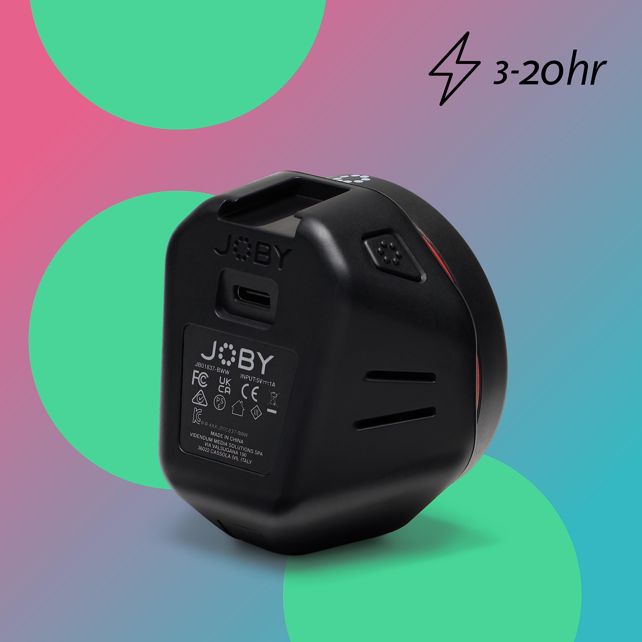 JOBY Beamo Reel Color Next-gen LED Licht für Content Creator für spiegellose Kompaktkameras oder Smartphones (JB01837-BWW)